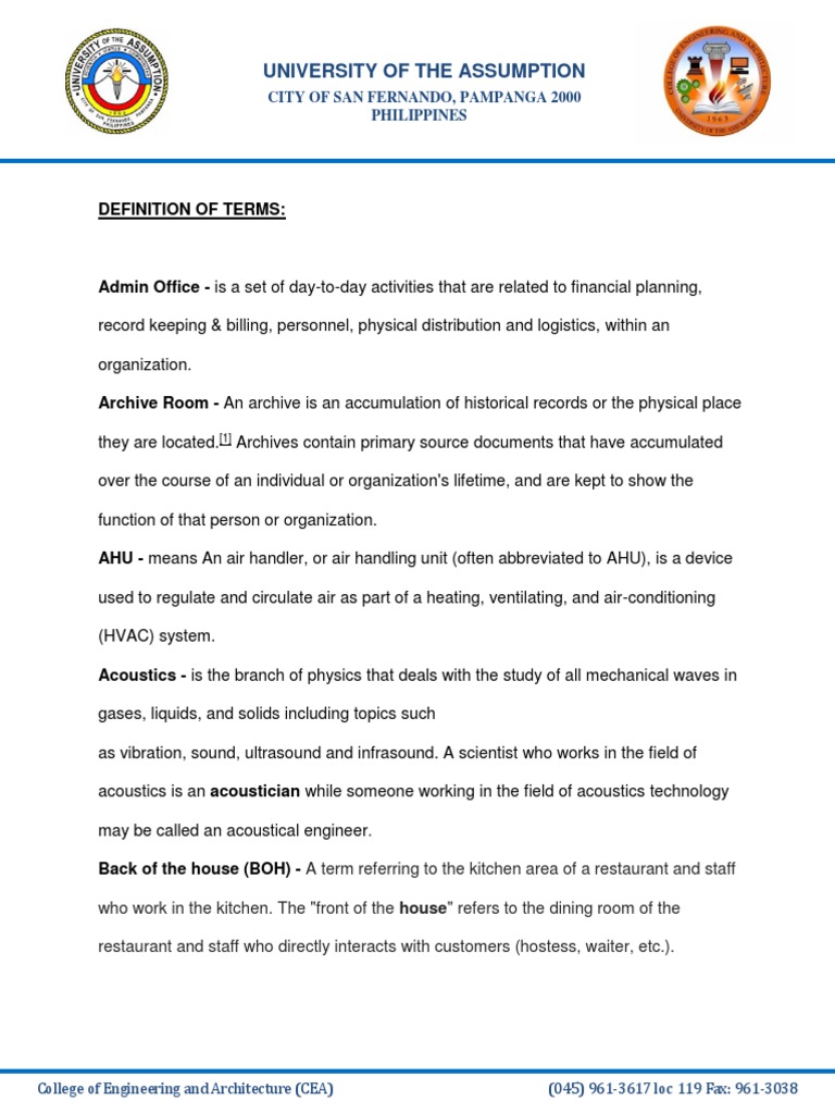 Definition of Terms PDF Hvac Duct (Flow)