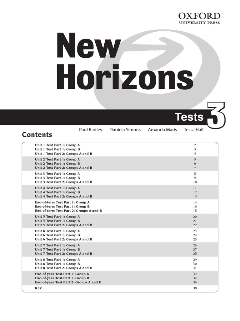 New Horizons 3 Unit Tests With Answer Key