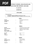 Modern Public School, Shalimar Bagh Syllabus For The Session: 2019-2020