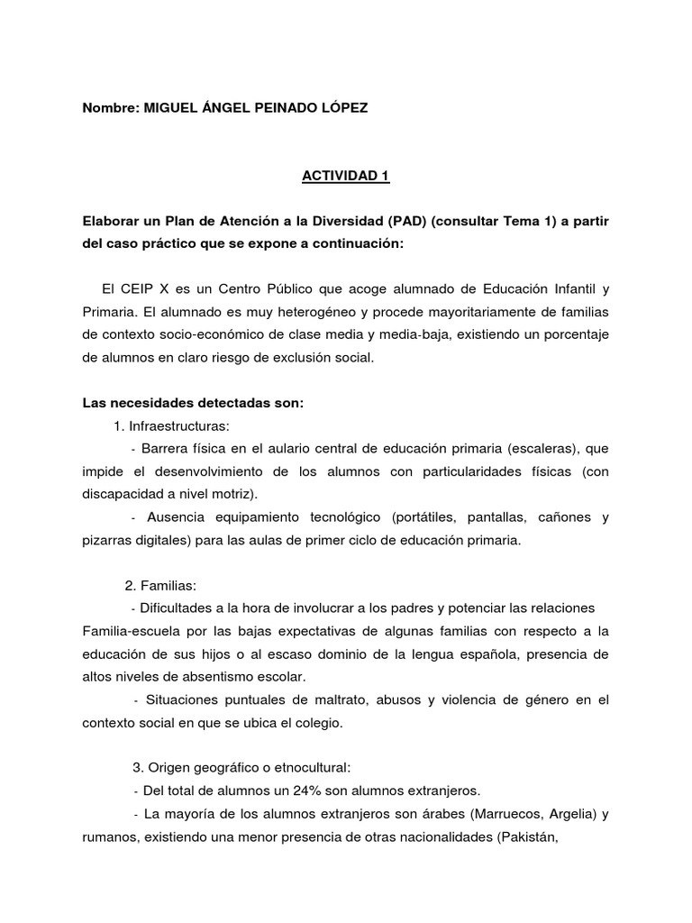 Plan de Atención a la Diversidad Escolar | PDF | Evaluación | Invalidez
