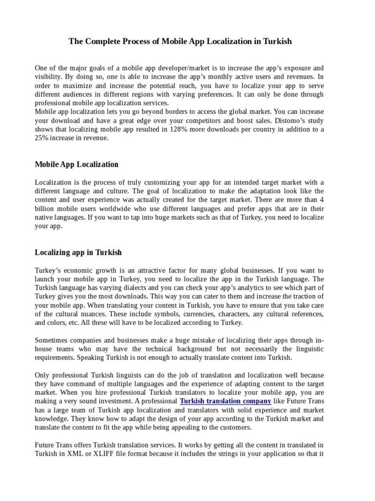 Turkish Mobile App Localization Guide | PDF | Mobile App | Computing