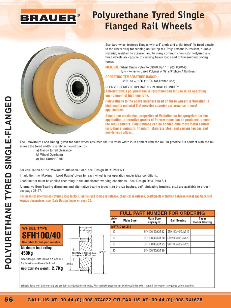 Polyurethane Tyred Single Flanged Rail Wheels Full Part Number For