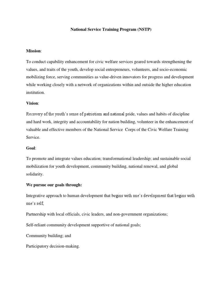 National Service Training Program Overview | PDF | Reserve Officers ...