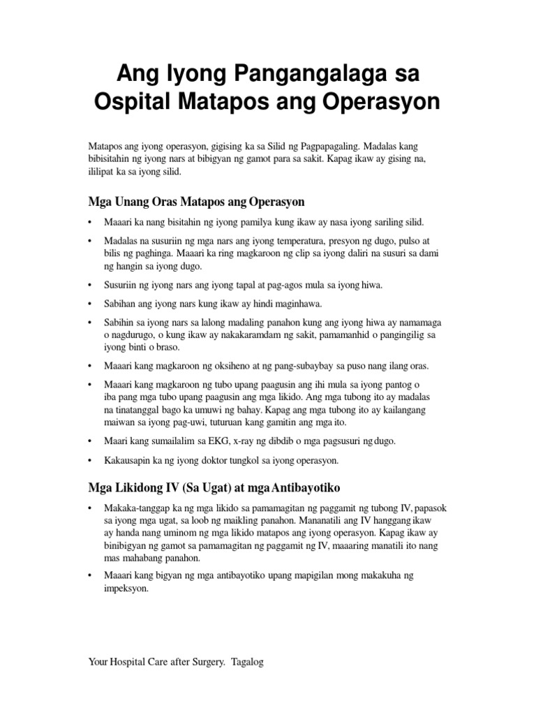 Post Op Tagalog PDF