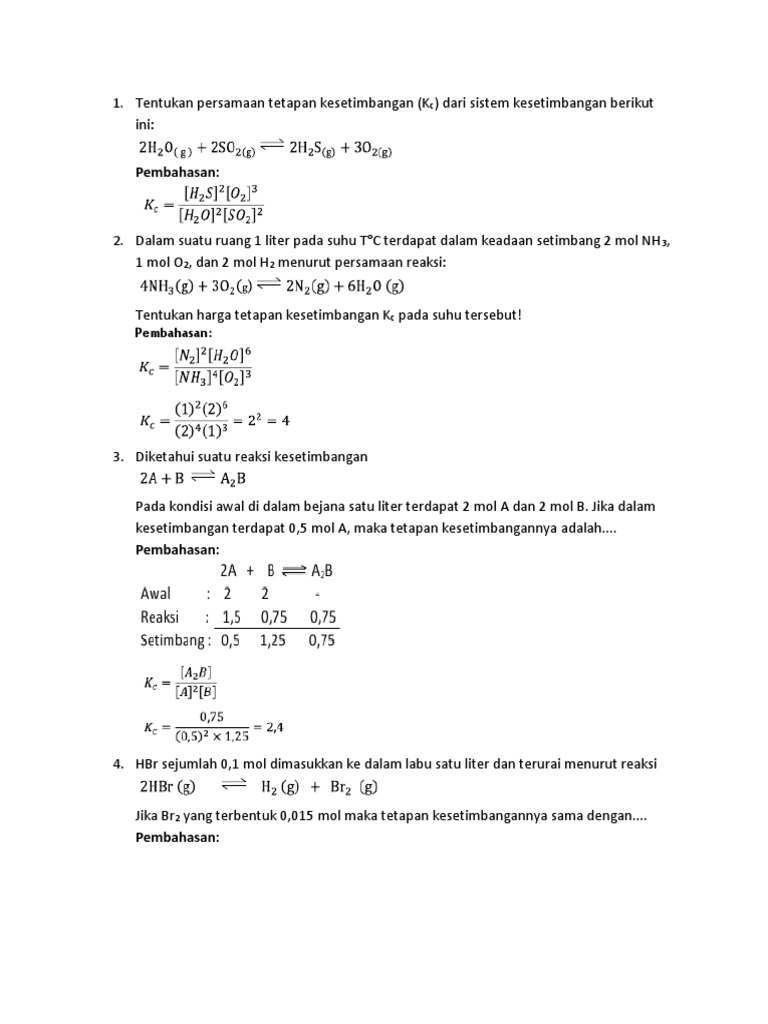 Dalam Ruang V Liter Terdapat Kesetimbangan 0 1 Mol A Asiasxt