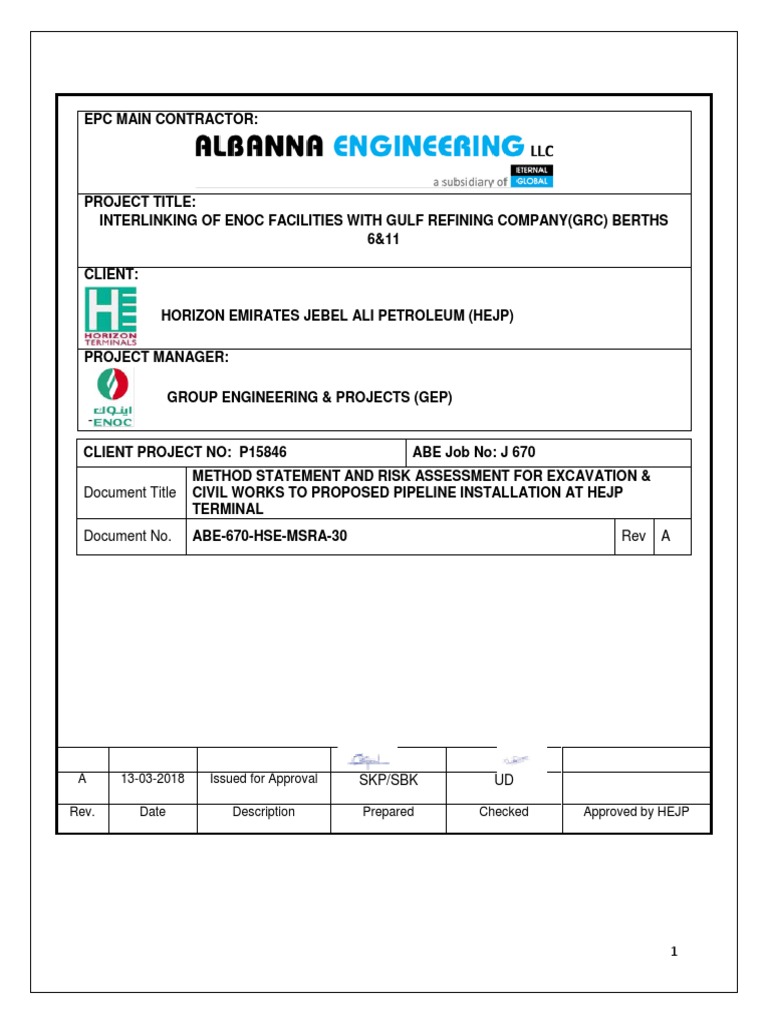 Excavation Method Statement & Risk Assessment | PDF | Road | Personal ...