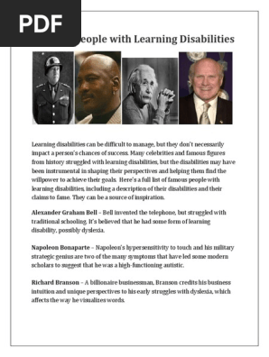 Famous People With Learning Disabilities Pdf Dyslexia Learning Disability with learning disabilities pdf