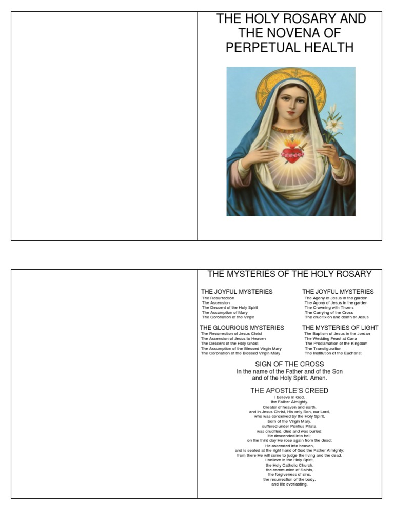 The Holy Rosary and The Novena of Perpetual Health | PDF | God The ...