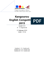 Thales Foundation Cyprus Kangaroo English Competition 2015 Level 3-4