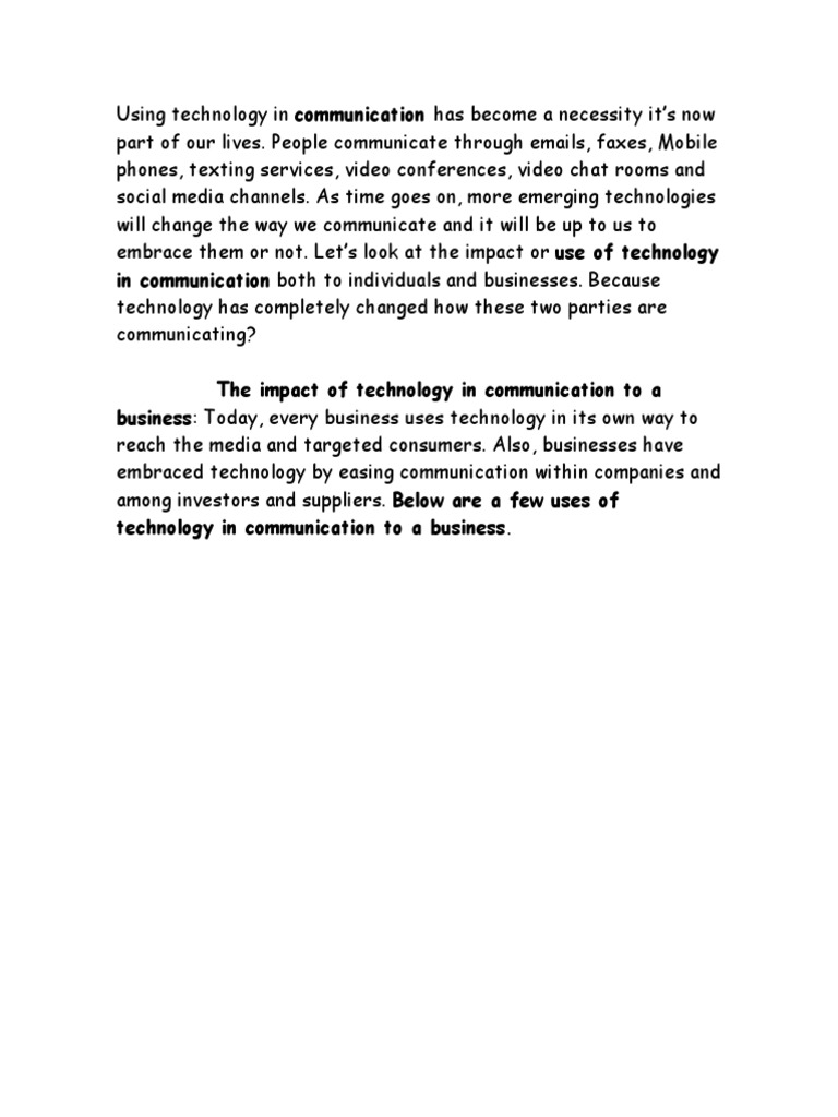Impact of Technology on Communication | PDF | Computers