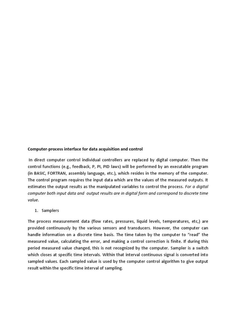 Computer-Process Interface For Data Acquisition and Control | PDF ...