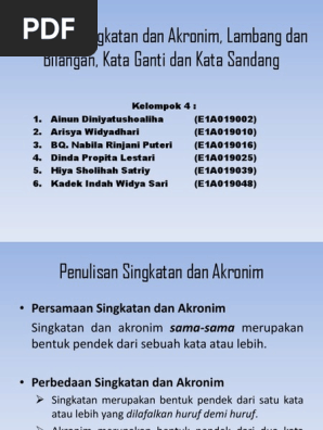Penulisan Singkatan Dan Akronim Lambang Dan Bilangan Kata Ganti Dan Kata Sandang