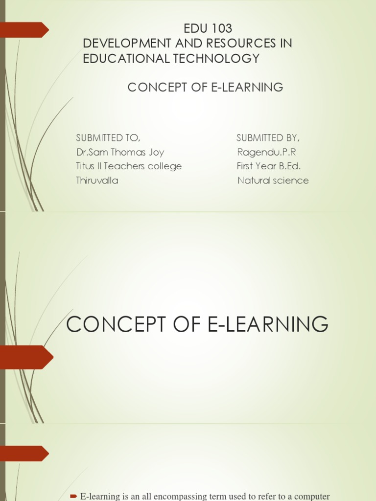 EDU 103 Development and Resources in Educational Technology Concept of