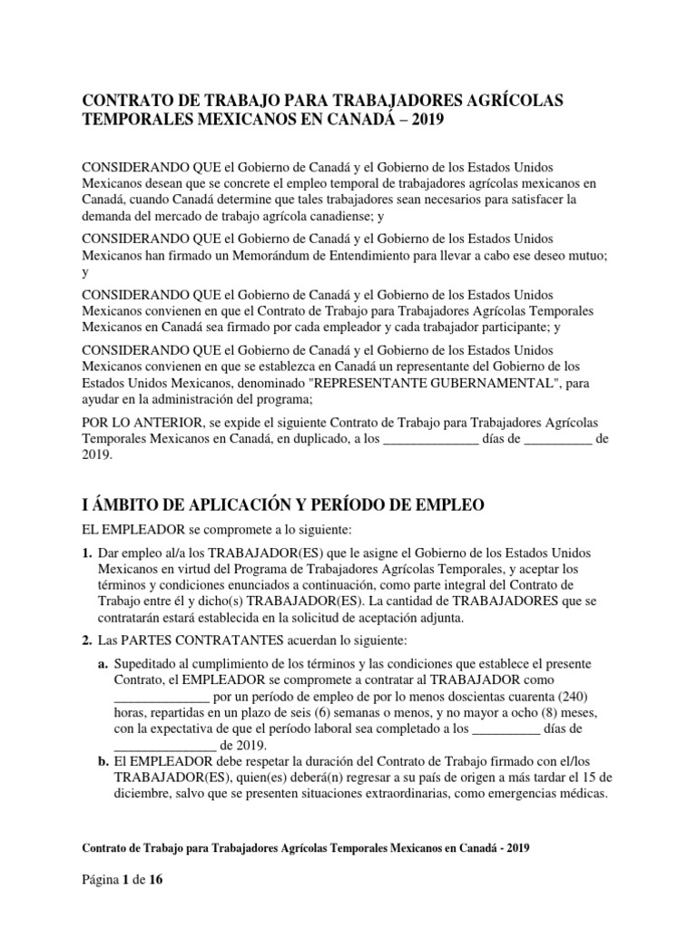 Contract Mexico Spanish-2019 PDF | PDF | Derecho laboral | Póliza de ...