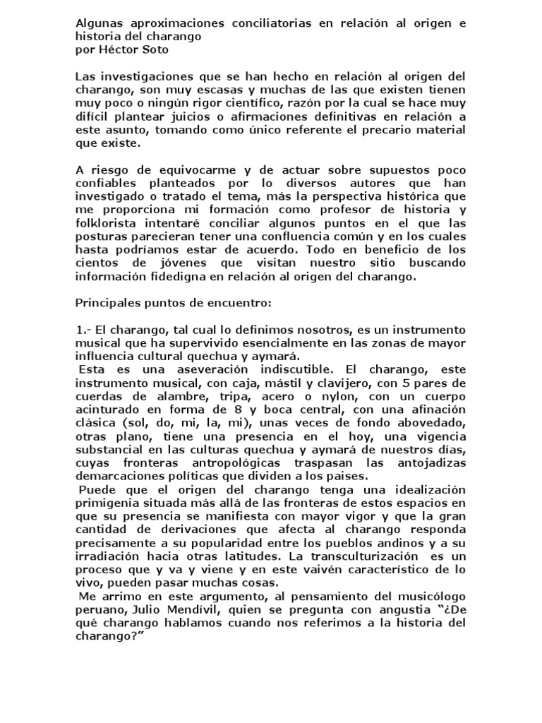 Origen Del Charango Pdf Guitarras Producción Musical