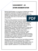 Marketing Segmentation: Assignment - 02