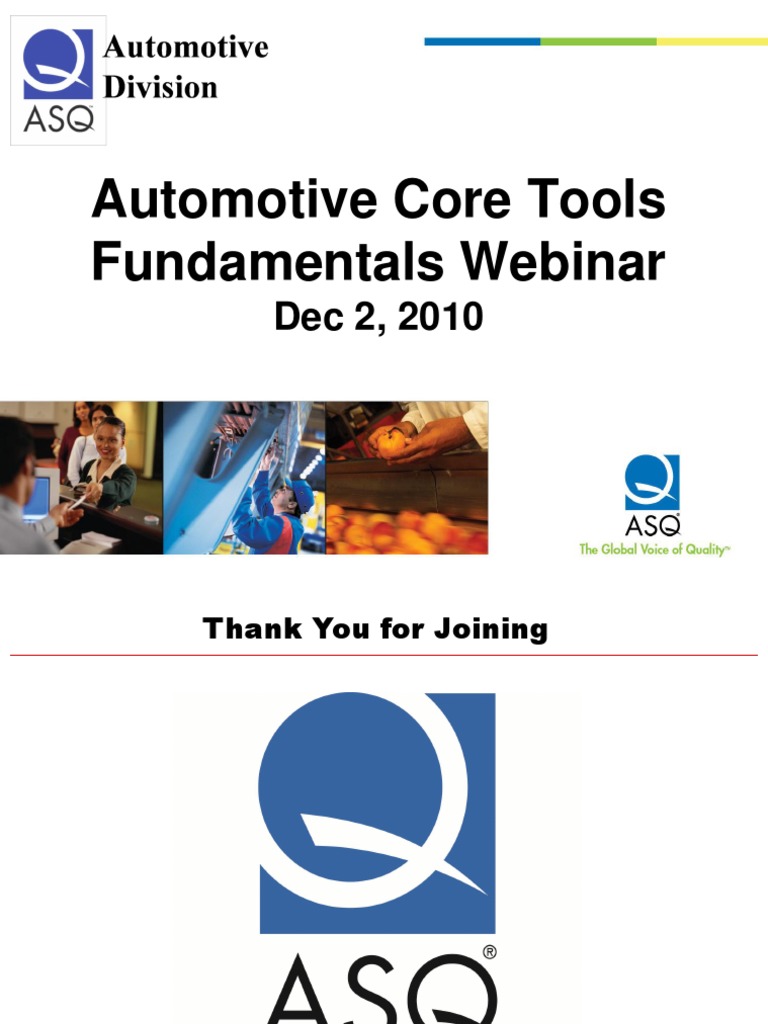 Automotive Core Tools PDF PDF Evaluation Methods Quality