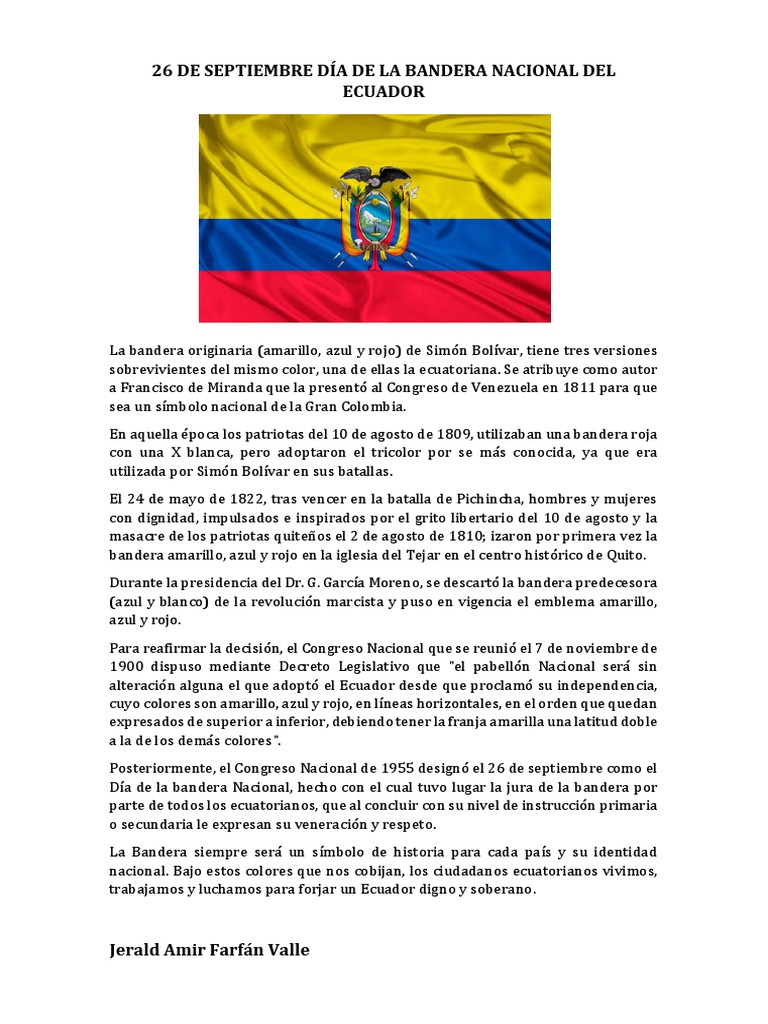 26 De Septiembre Dia De La Bandera Nacional Del Ecuador Docx