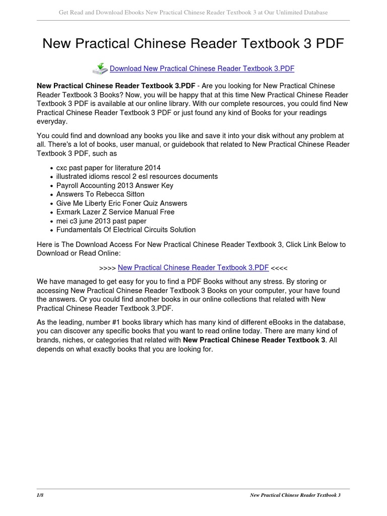 Download New Practical Chinese Reader 3 | PDF | E Books | Libraries