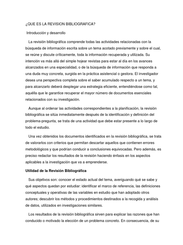 Definición y Estructura de Revisión Bibliográfica | PDF | Bases de ...