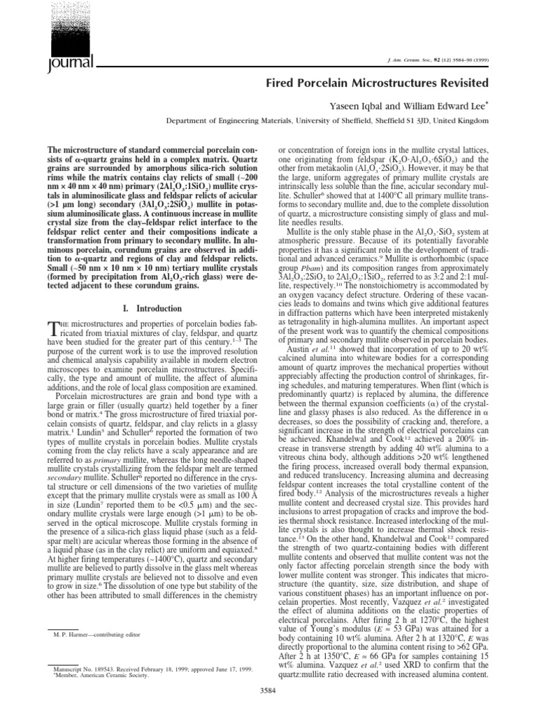 Porcelain Microstructure Analysis | PDF | Glasses | Silicon Dioxide
