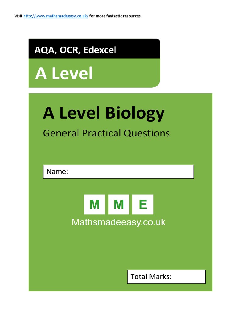 A Level Biology General Practical Questions PDF Accuracy And Precision Experiment