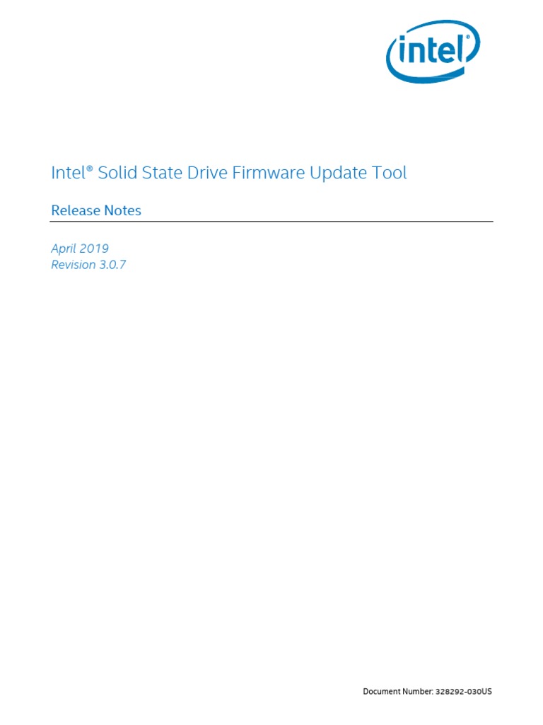 Intel SSD Firmware Update Tool 3 0 7 Release Notes328292