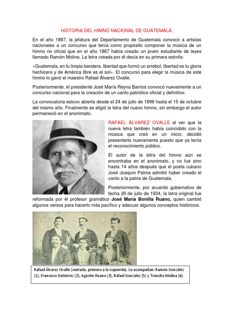 Historia Del Himno Nacional de Guatemala | PDF | Entretenimiento ...