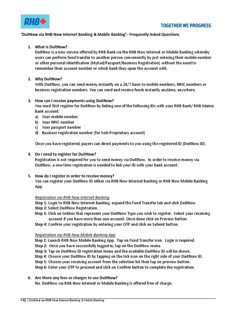 Faq Duitnow Pdf Identity Document Banking