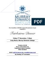 Fairbairns Dinner: Friday 3 December, 7.30pm Long Room, Murray Edwards College