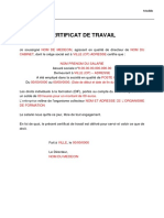 Certificat Travail