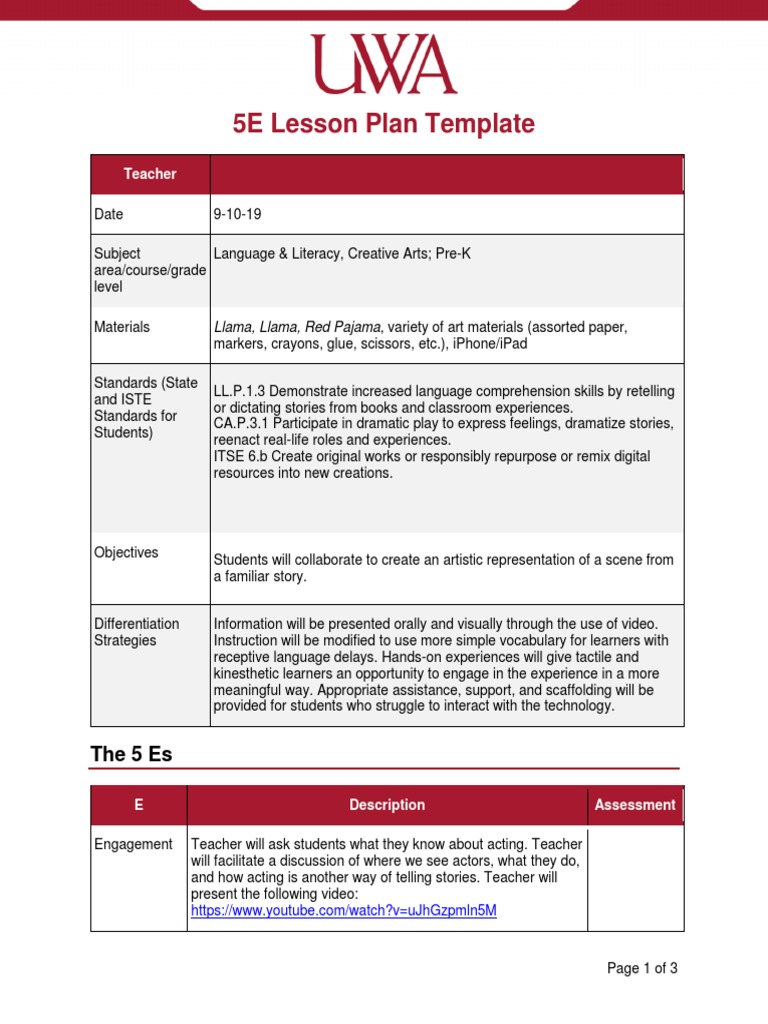 Ed508 5e Lesson Plan Template Lesson 2 Reading Comprehension Teachers