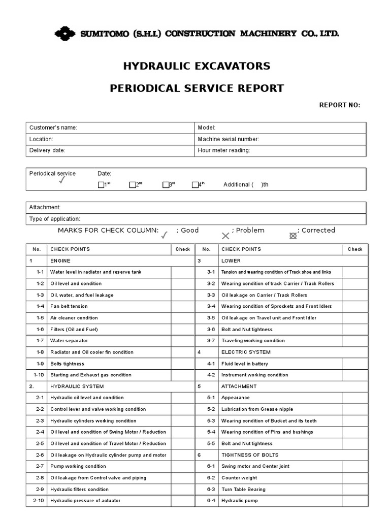 Hydraulic Excavator Service Report | PDF | Engines | Valve
