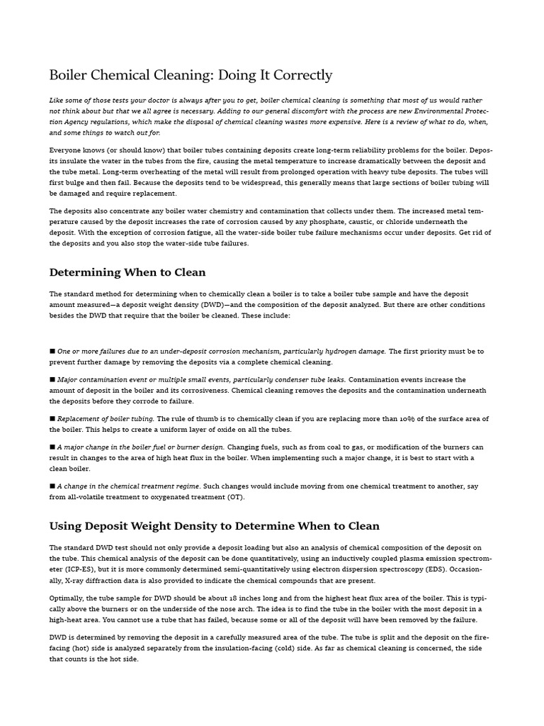 Boiler Chemical Cleaning Doing It Correctly Determining When To Clean