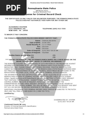 pennsylvania access to criminal history - record check certification  2   1 