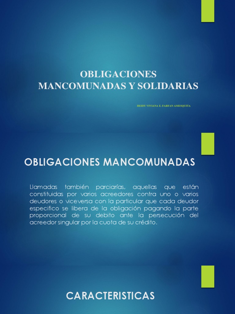 Diferencias entre Obligaciones Mancomunadas y Solidarias | PDF | Pagos ...