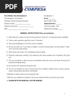 Final Written Test Intermediate II Headquarter: 2