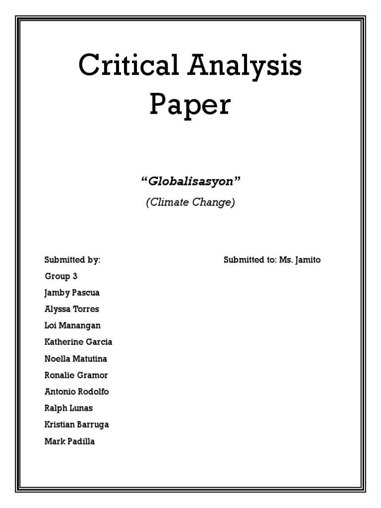 Critical Analysis Paper PDF | PDF