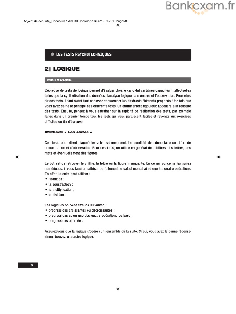 Test de Logique | PDF | Nombre | Matrice (Mathématiques)