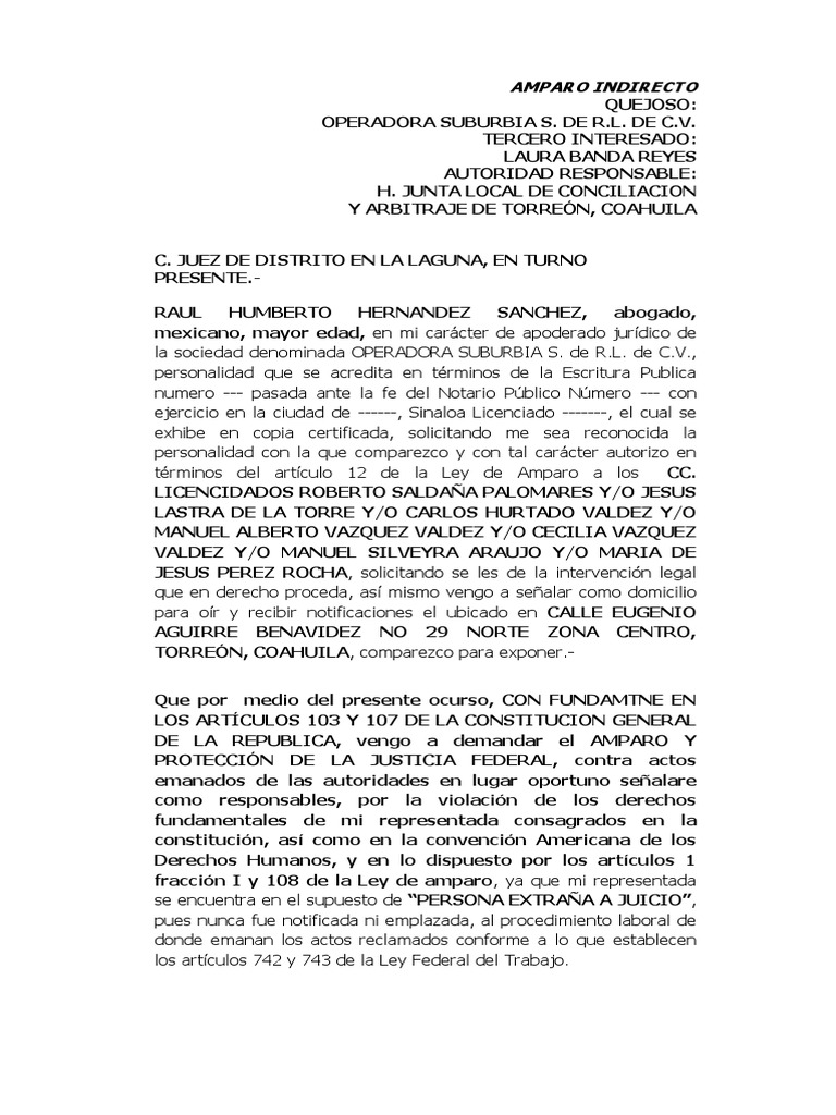 Amparo Indirecto de Suburbia en Torreón | PDF | Caso de ley | Derecho ...