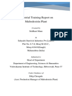 Industrial Training Report On Maltodextrin Plant