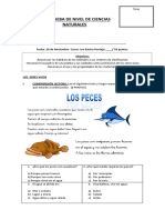 Prueba de Nivel Ciencias 1ro Básico 