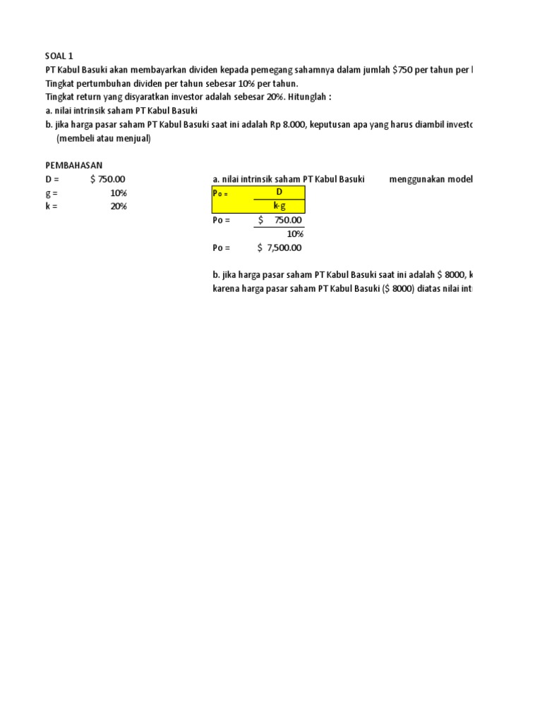 Penilaian Saham Excel