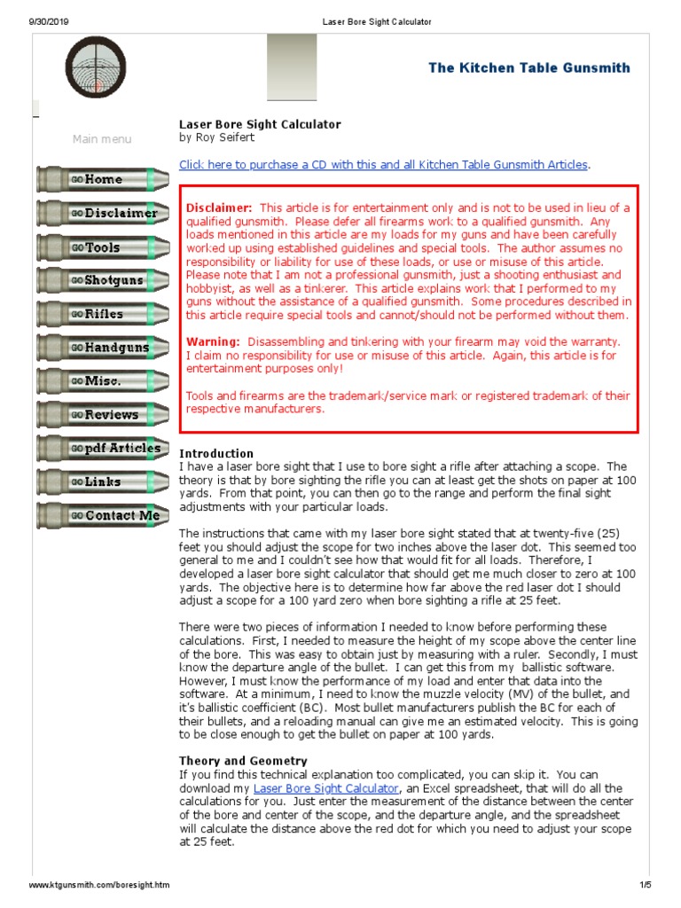 Laser Bore Sight Calculator PDF Trigonometric Functions