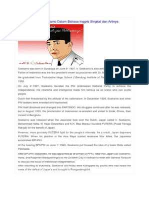 Biographical Recount Ir Soekarno Indonesia Indonesian People