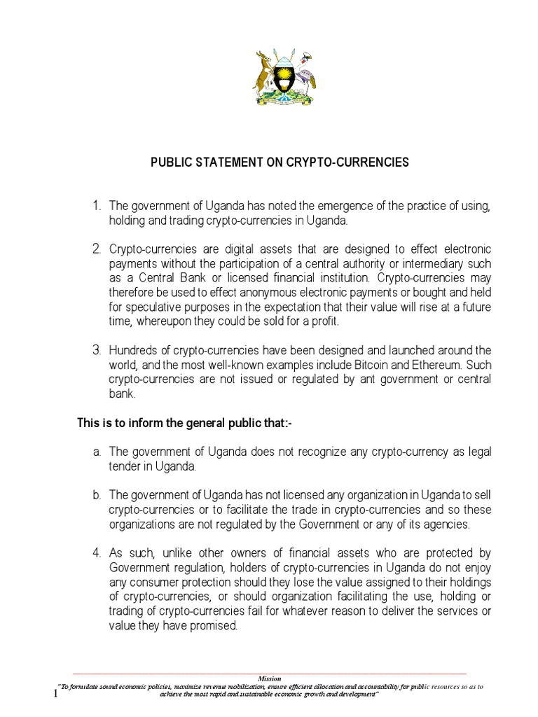 Uganda Statement On Crypto Currency | PDF | Cryptocurrency | Service  Industries