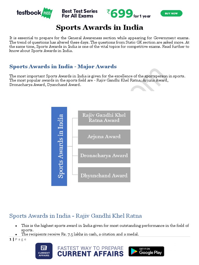 Sports Awards in India Major Awards PDF Sports Sports Awards