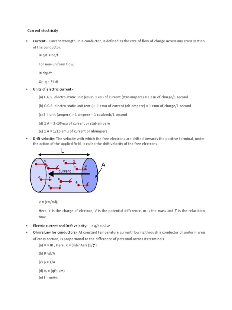 Current Electricity | PDF | Electrical Resistivity And Conductivity ...