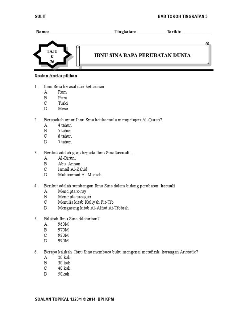 Soalantokoh T5 K1 26 Ibnu Sina Pdf