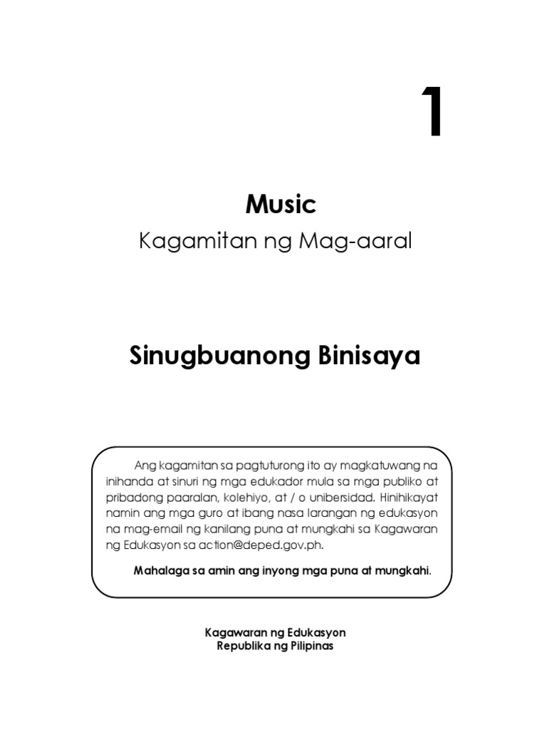 MusicSinugbuanong Binisaya Unit 1 Learner's Material PDF